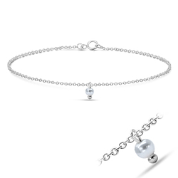 Cute White Pearl Silver Anklet ANK-576